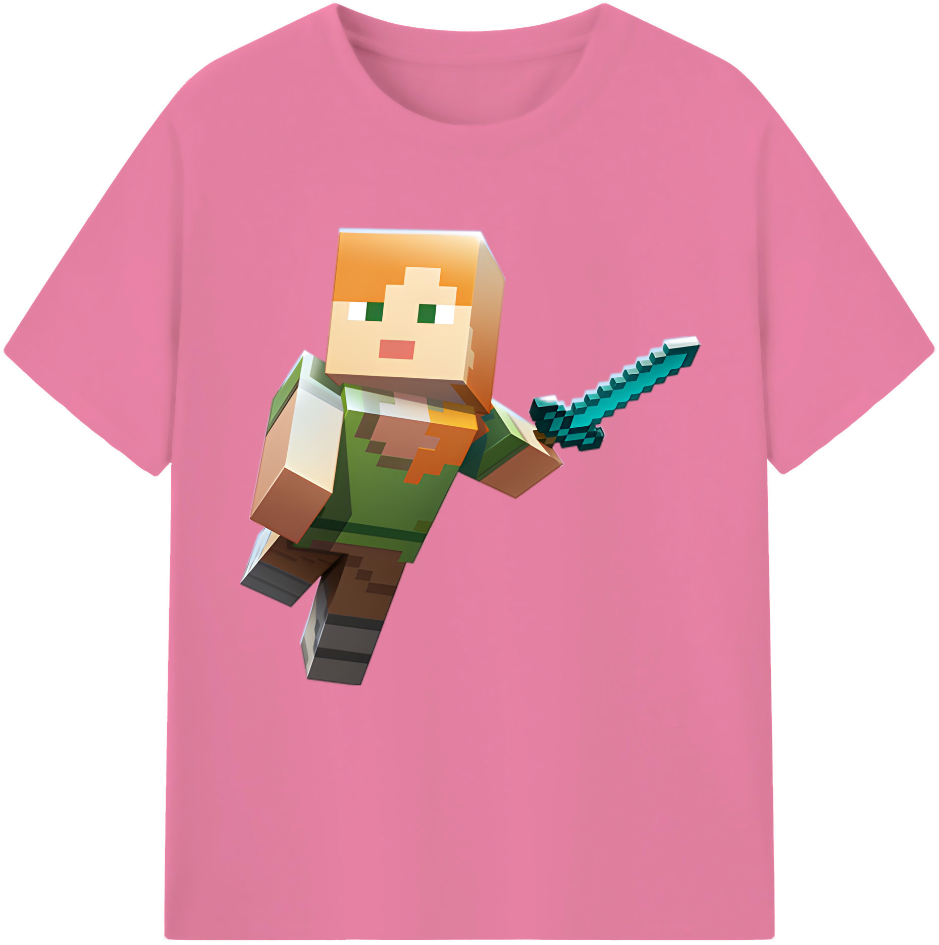 （画像用） マインクラフト ブロックの世界 Minecraft MC Block world 綿100％半袖Tシャツ（フロントプリント）
